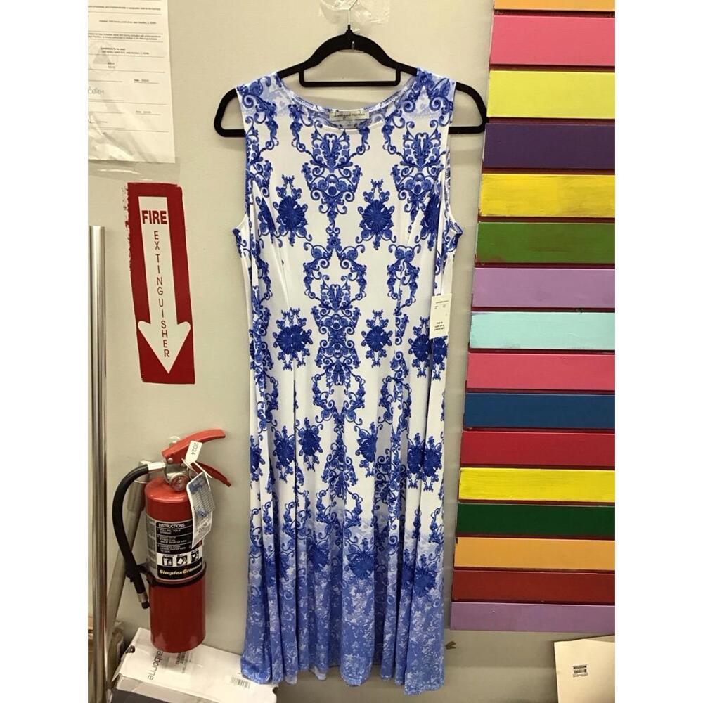 Danny and Nicole 2 piece jacket dress cobalt/ivory size Large - Picture 5 of 6